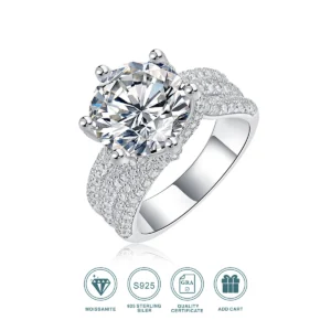 1pc 5ct Moissanite Ring 925 Sterling Silver 18K Gold Plated Luxury Wide Band Gift Jewelry for Women Comes with GRA Certificate