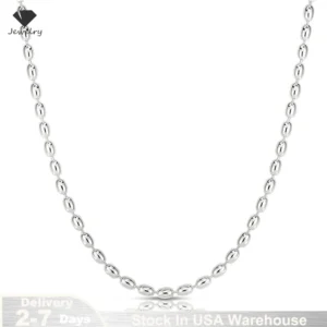 925 Sterling Silver Stacked Rice Grain Olive Beads Chain Necklace for Women Exquisite Simple Collarbone Chain Jewelry Gift USA