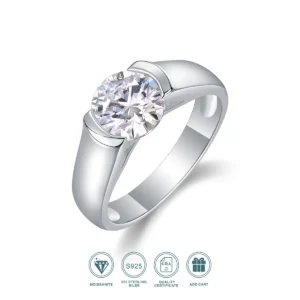 1pc Moissanite Ring Men 925 Sterling Silver 18K Gold Plated Bezel Setting D Color VVS1 Wedding Gift Comes with GRA Certificate
