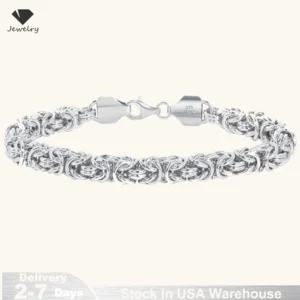 New S925 Sterling Silver Byzantine Emperor Chain Bracelet for Men Women Polished Miami Cuban Smooth Kpop Jewelry Ships from USA