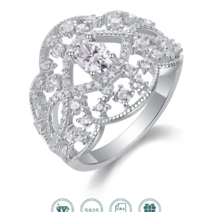 1pc Moissanite Ring Vintage Hollow Style 925 Sterling Silver 18K Gold Plated Engagement Jewelry Gift Comes with GRA Certificate